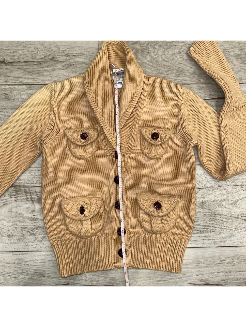 Vintage/Y2K Old Navy Women's Small Beige Knit Cardigan Sweater w Button Pockets